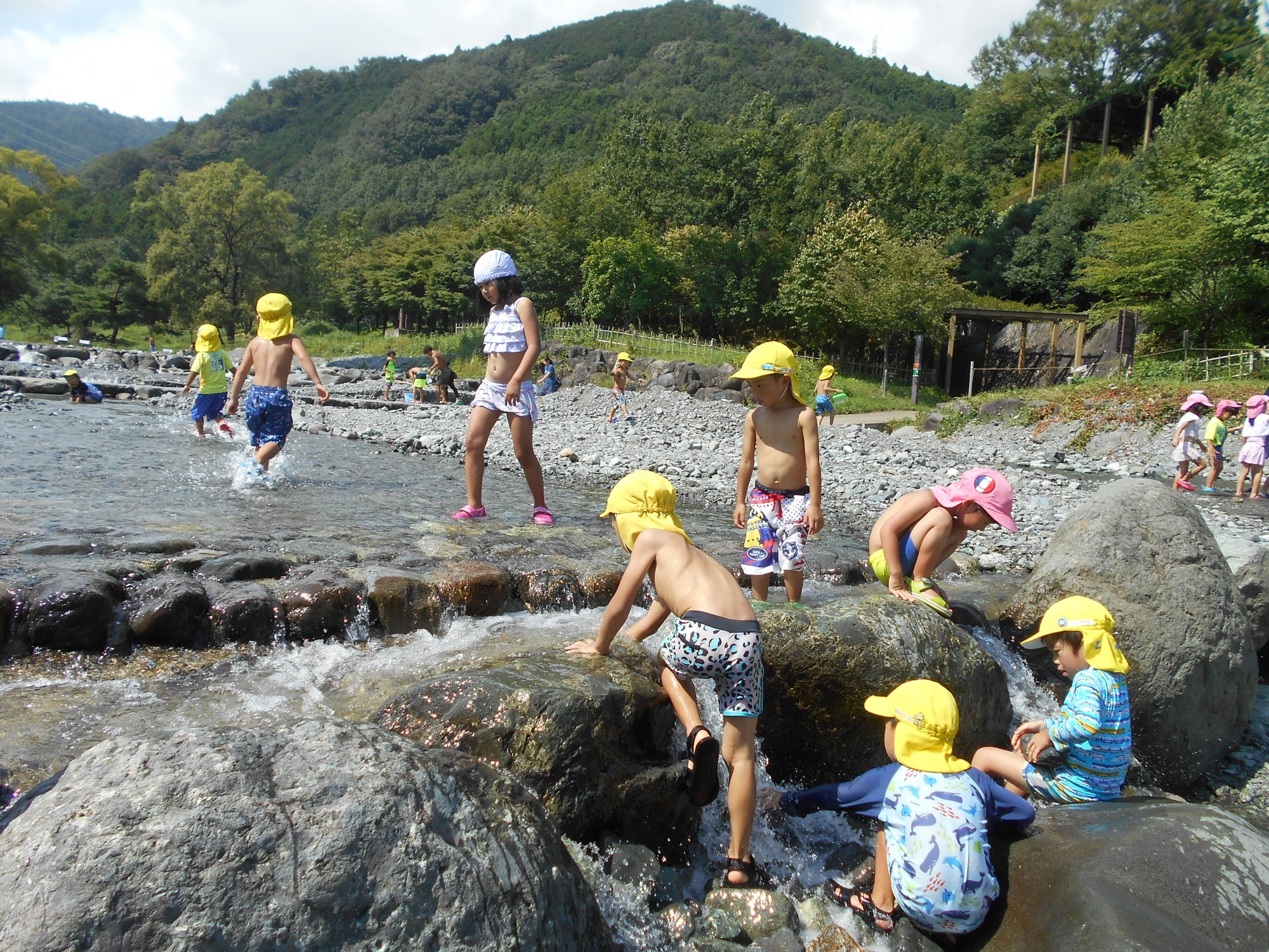 年長児おとまり会　川あそび